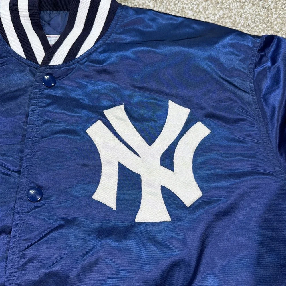 Yankees Starter Satin Jacket 90s Size Large Diamond Collection Authentic USA - Picture 2 of 9